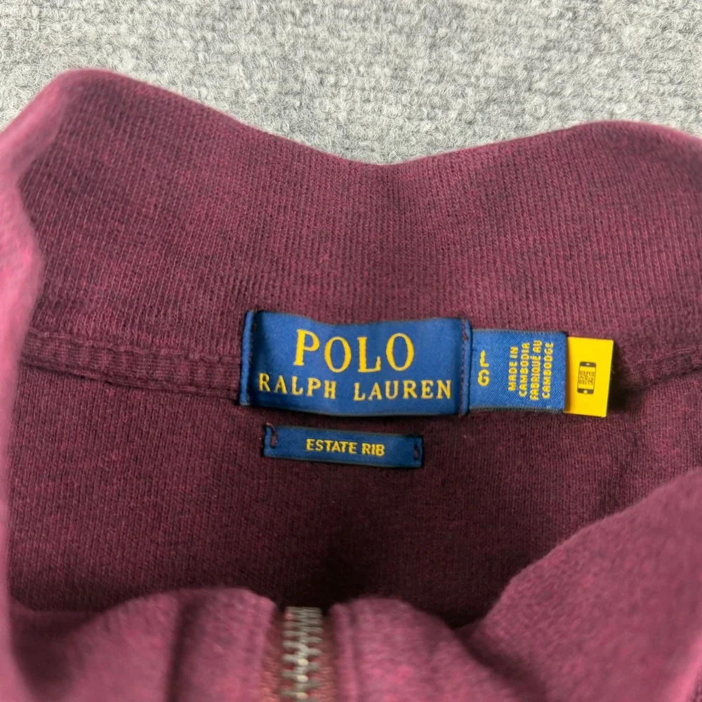 Polo Ralph Lauren Quarter Zip Pullover Mens Large Burgundy Estate Rib Sweater
